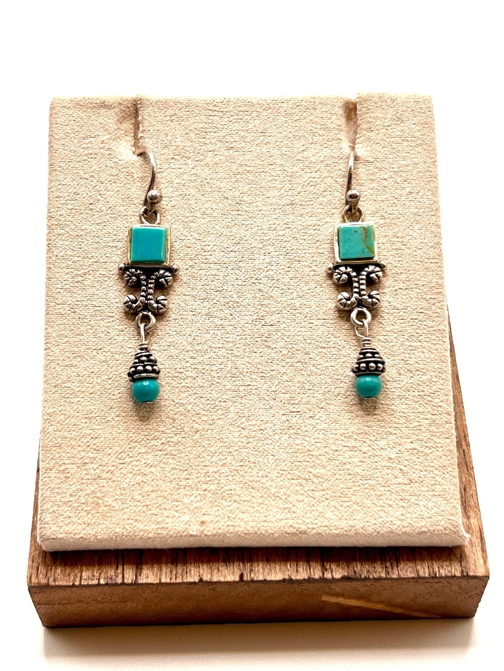 Barse 925 Sterling Silver Genuine Turquoise Dangle Earrings Southwestern